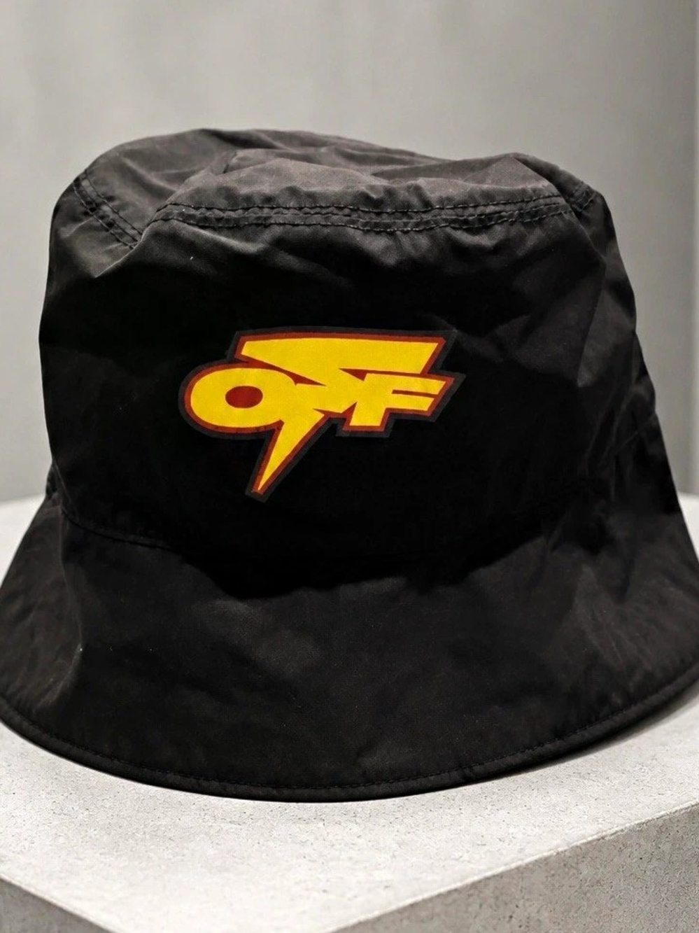 Off-White "OFF" Patch Black Solid Bucket Hat, One Size Men's